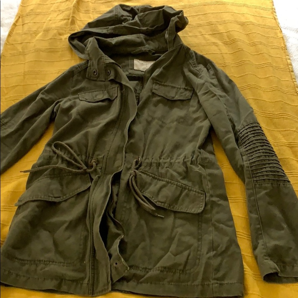 Army green zip up jacket